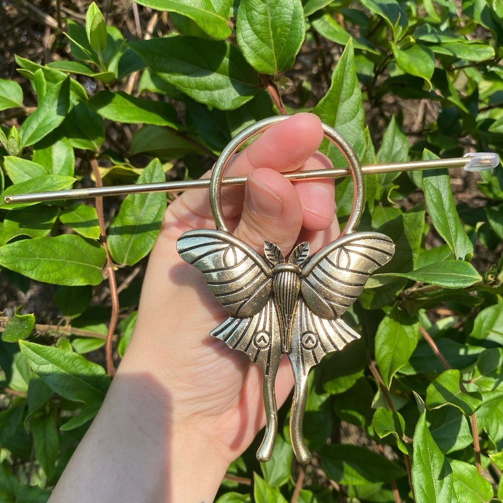 Cottagecore Lunar Moth Hair accessory Gold Tone Elegant matching hairpin